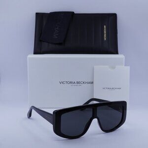 Victoria Beckham VB664S 001 Shield Sunglasses – Black/Dark Grey